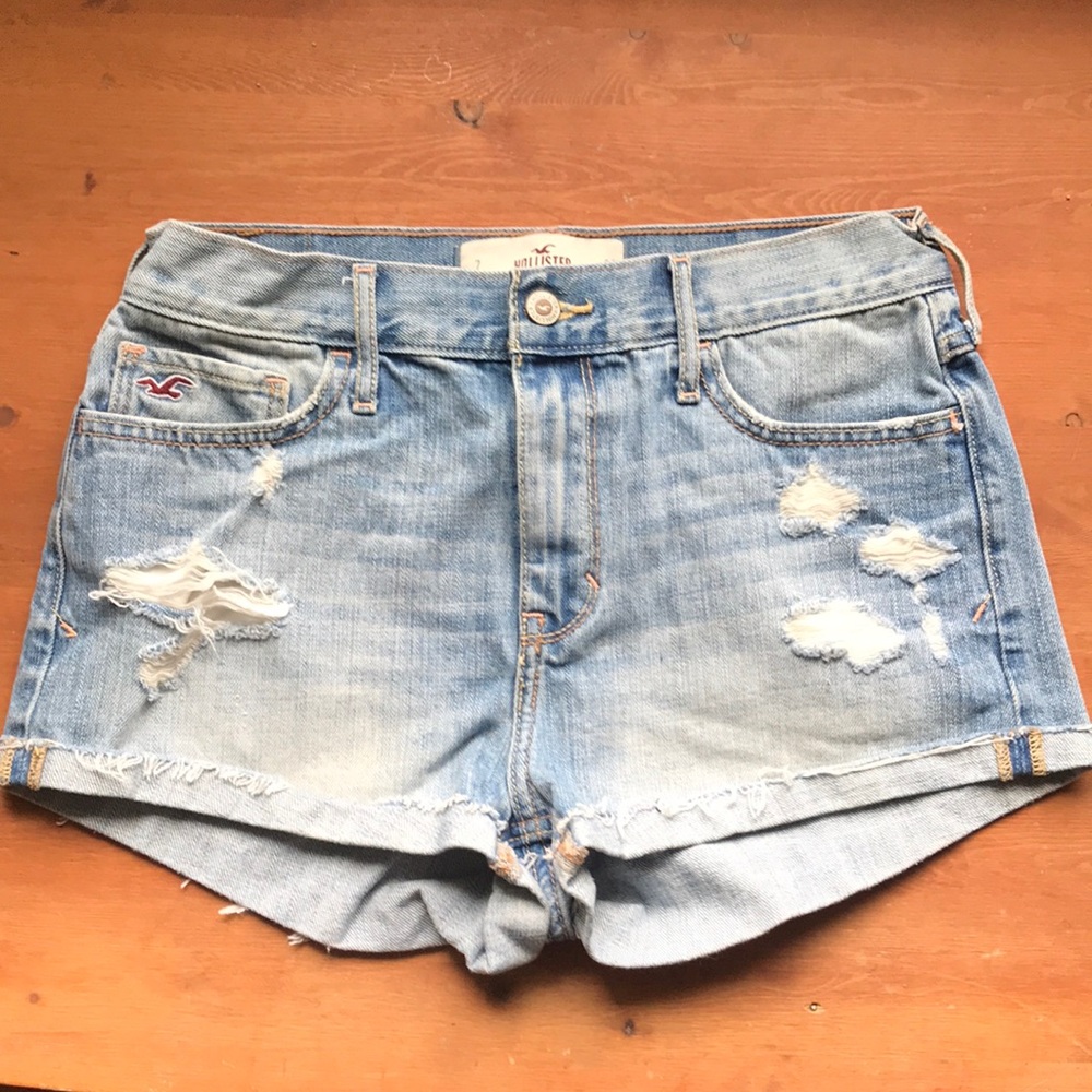 High rise denim shorts